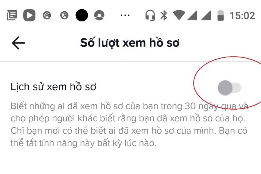 Tắt lịch sử xem hồ sơ