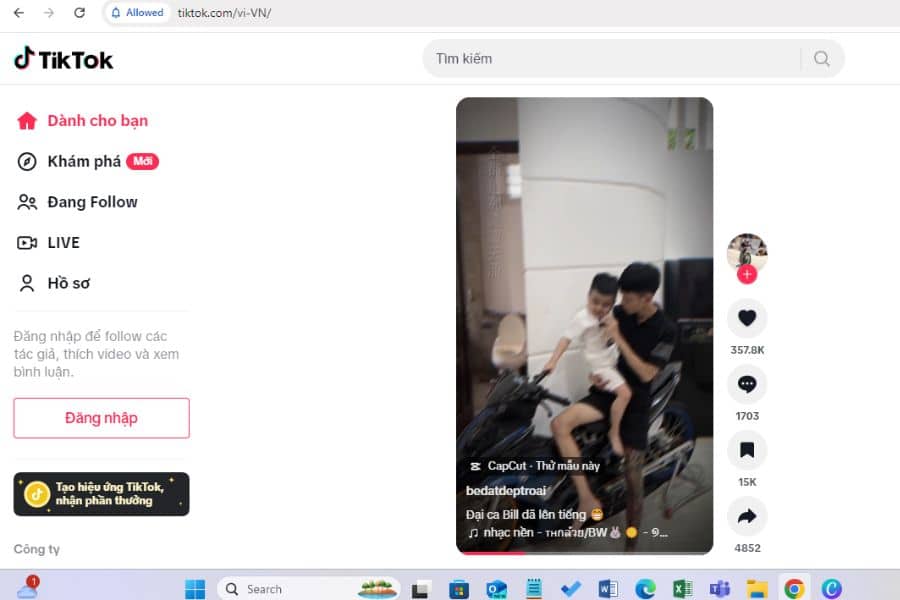 Xem TikTok với trình duyệt khách